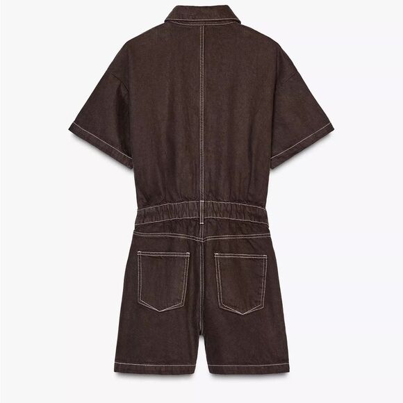 ZARA Z1975 SHORT SLEEVE DENIM JUMPSUIT - Picture 8 of 9